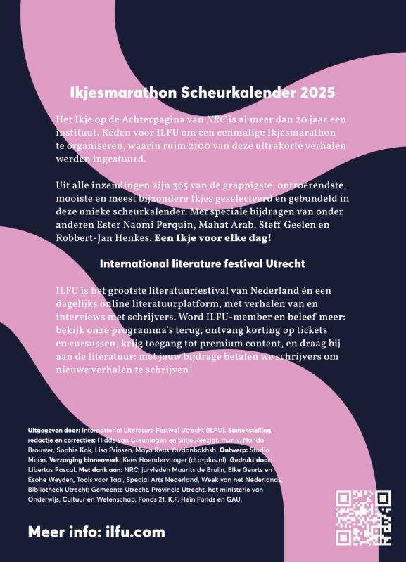 Achterkant van Ikjesmarathon Scheurkalender 2025