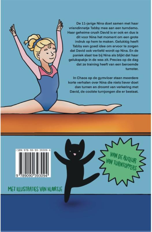 Achterkant van Chaos op de gymvloer