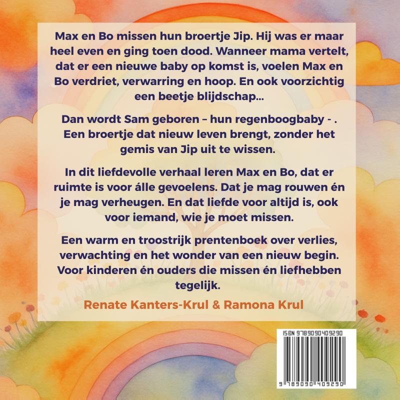 Achterkant van Max, Bo en de regenboogbaby