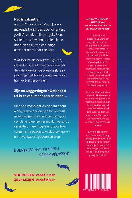 Achterkant van In het spoor van de verdwenen veren