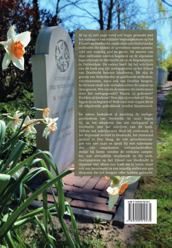 Achterkant van Oorlogsgraven op het Eiland van Dordrecht - Zwartwituitgave