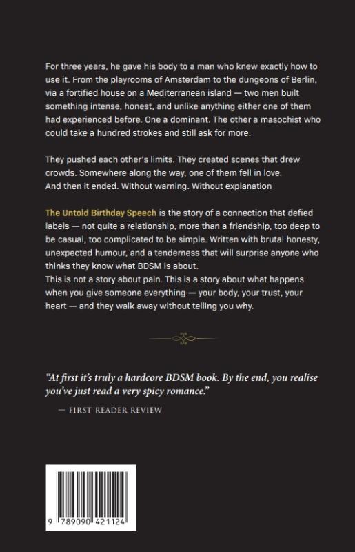 Achterkant van THE UNTOLD BIRTHDAY SPEECH