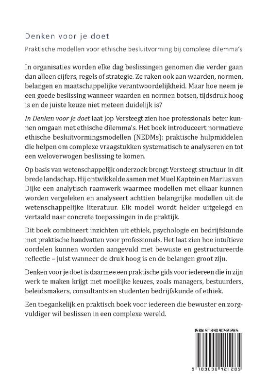 Achterkant van Denken voor je doet