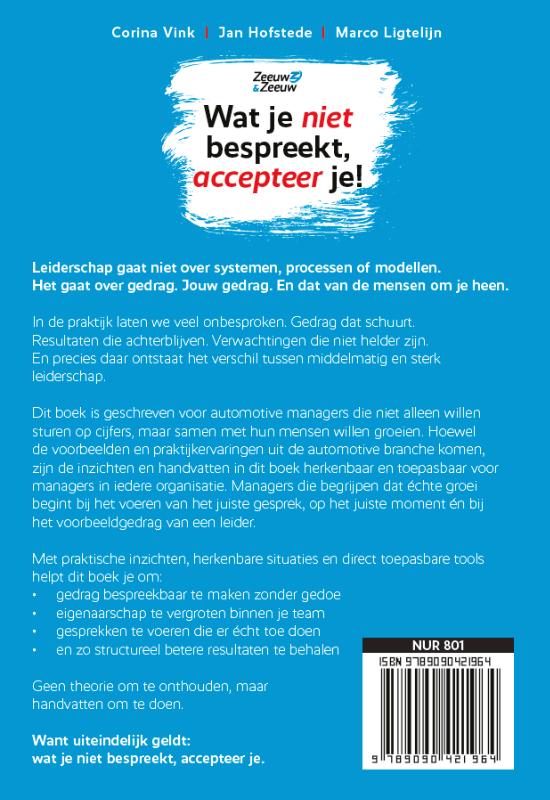 Achterkant van Wat je niet bespreekt, accepteer je!