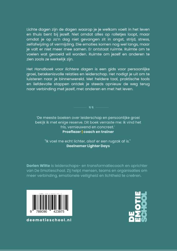 Achterkant van Handboek voor lichtere dagen