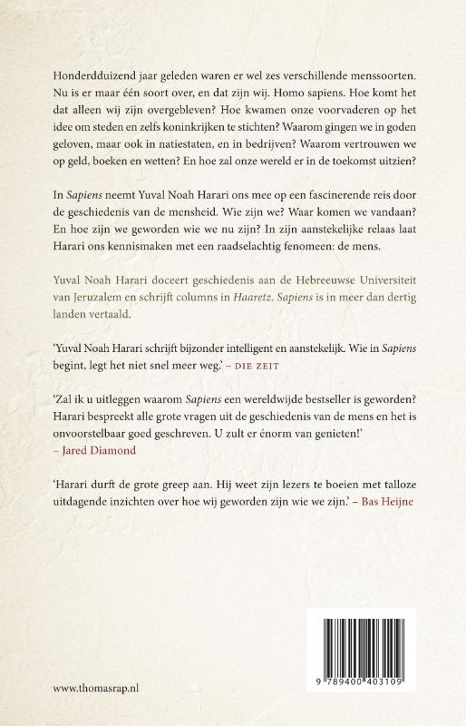Achterkant van Sapiens