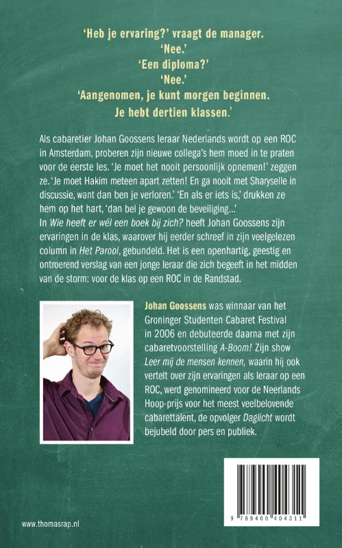 Achterkant van Wie heeft er wél een boek bij zich?