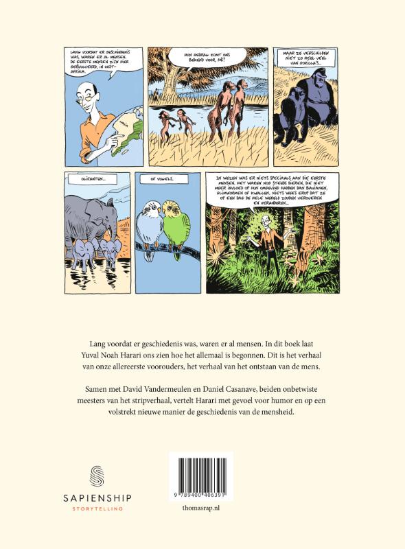 Achterkant van Sapiens. Een beeldverhaal