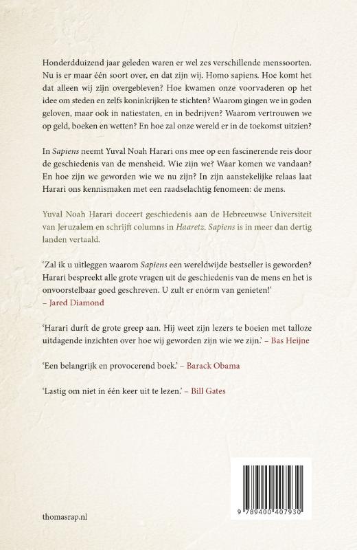 Achterkant van Sapiens