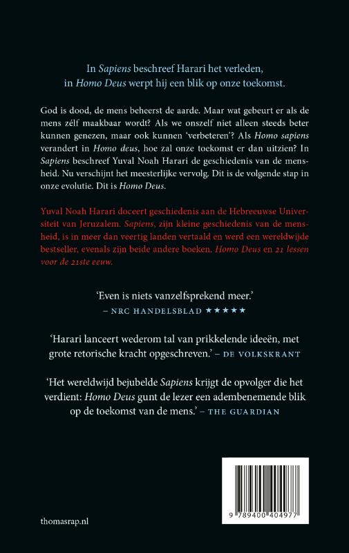 Achterkant van Homo Deus