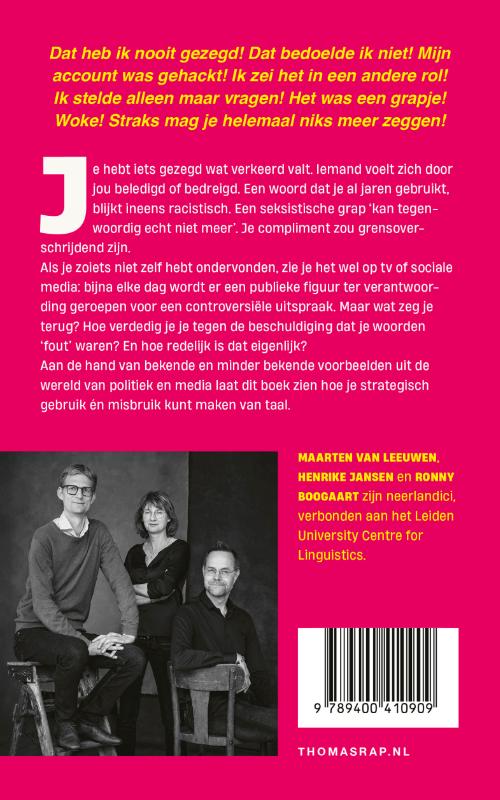 Achterkant van Maar zo bedoelde ik het niet!