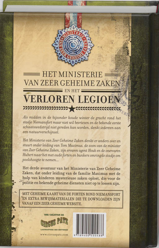 Achterkant van Ministerie van zeer geheime zaken en het verloren legioen