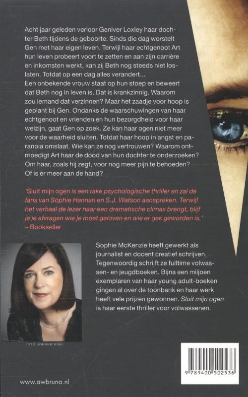 Achterkant van Sluit mijn ogen