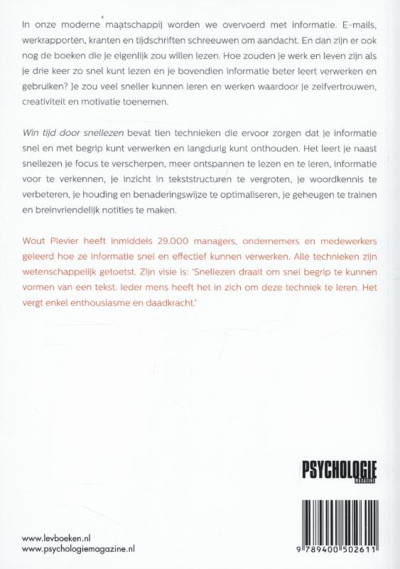 Achterkant van Win tijd door snellezen