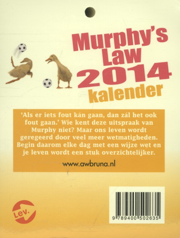 Achterkant van kalender 2014