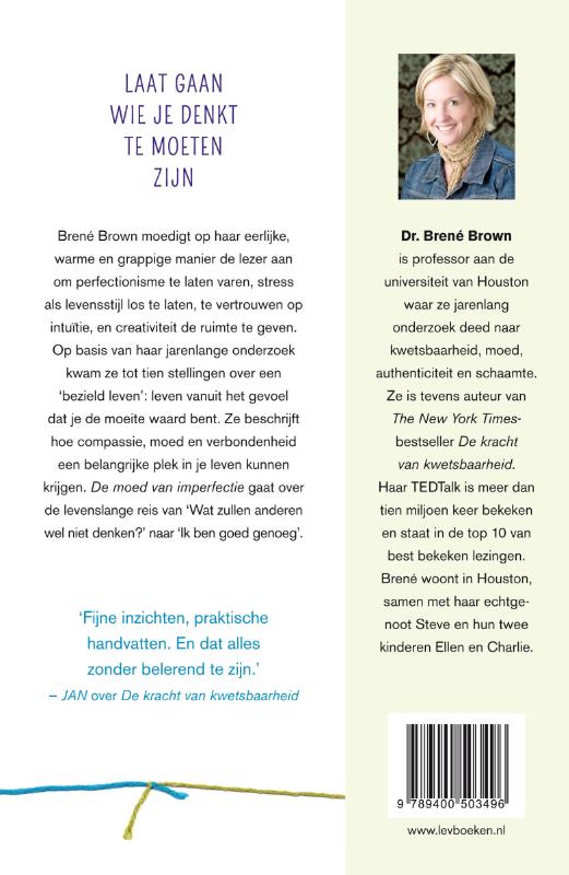 Achterkant van De moed van imperfectie