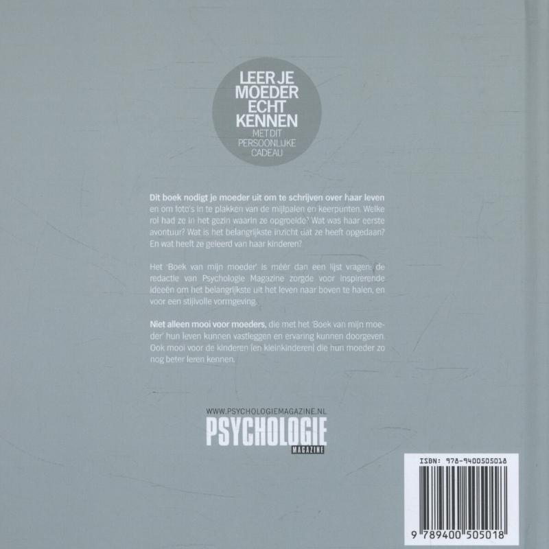Achterkant van Boek van mijn moeder