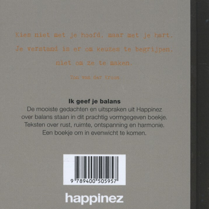 Achterkant van Ik geef je balans