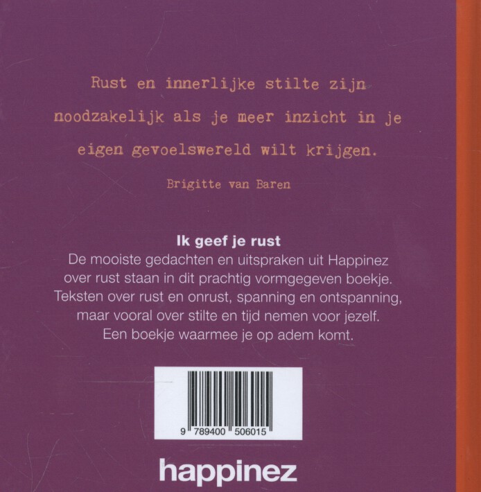 Achterkant van Ik geef je rust