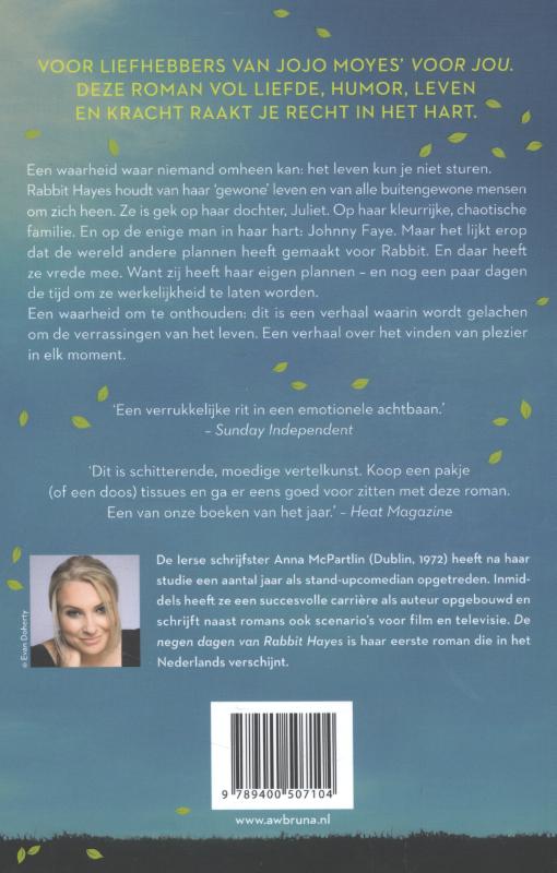 Achterkant van De negen dagen van Rabbit Hayes