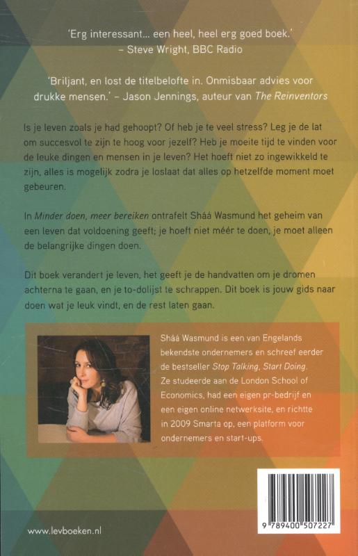 Achterkant van Minder doen, meer bereiken