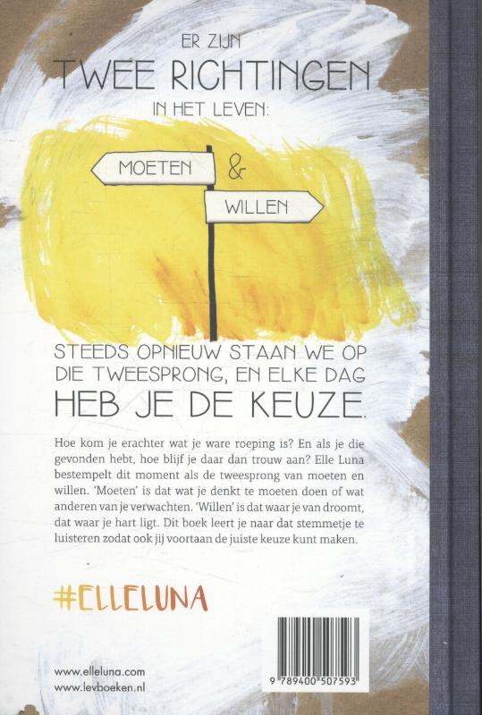 Achterkant van Op de tweesprong van moeten en willen
