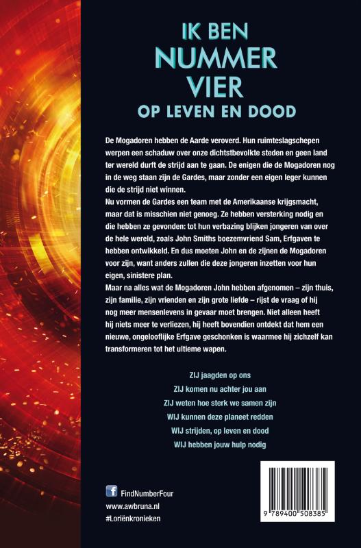 Achterkant van Ik ben nummer Vier - op leven en dood