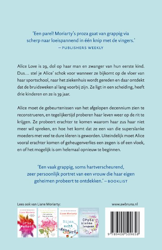 Achterkant van Wat Alice vergat