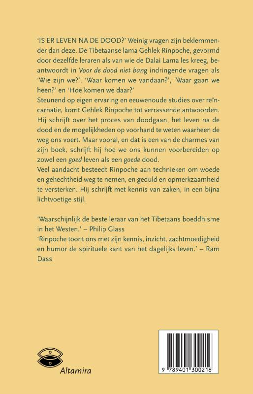 Achterkant van Voor de dood niet bang