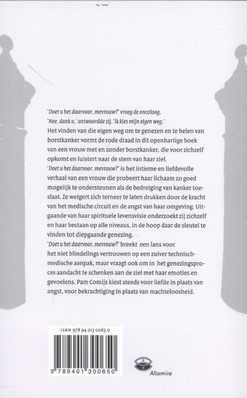 Achterkant van Doet u het daarvoor, mevrouw?