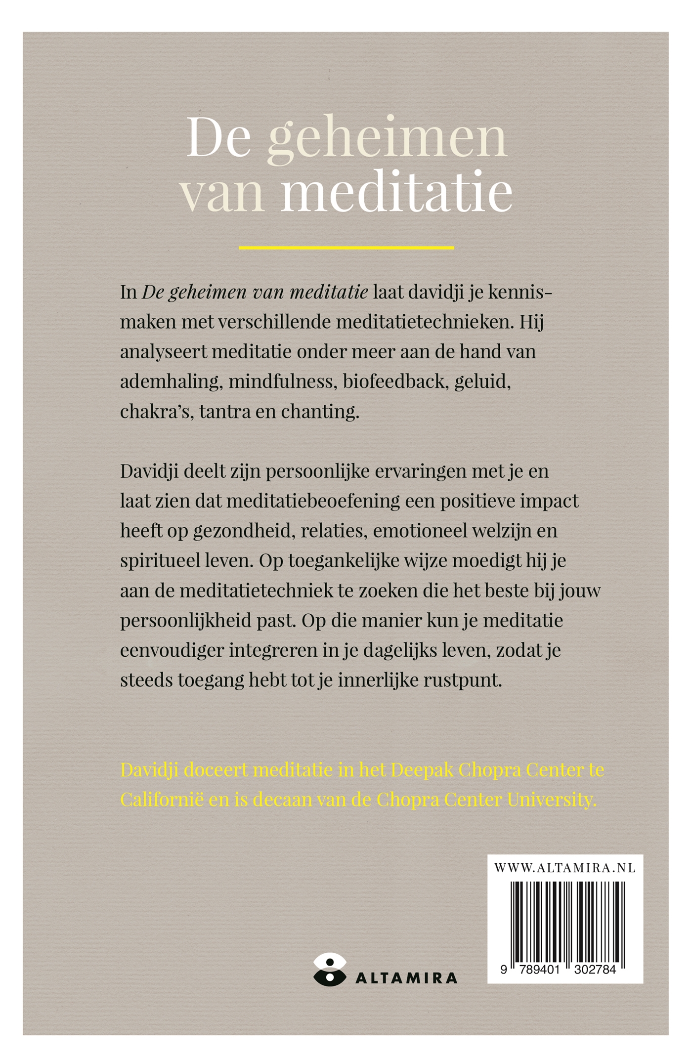 Achterkant van De geheimen van meditatie