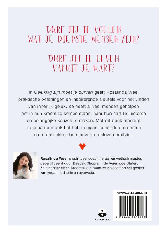 Achterkant van Gelukkig zijn moet je durven