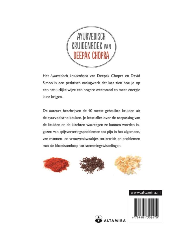 Achterkant van Ayurvedisch kruidenboek
