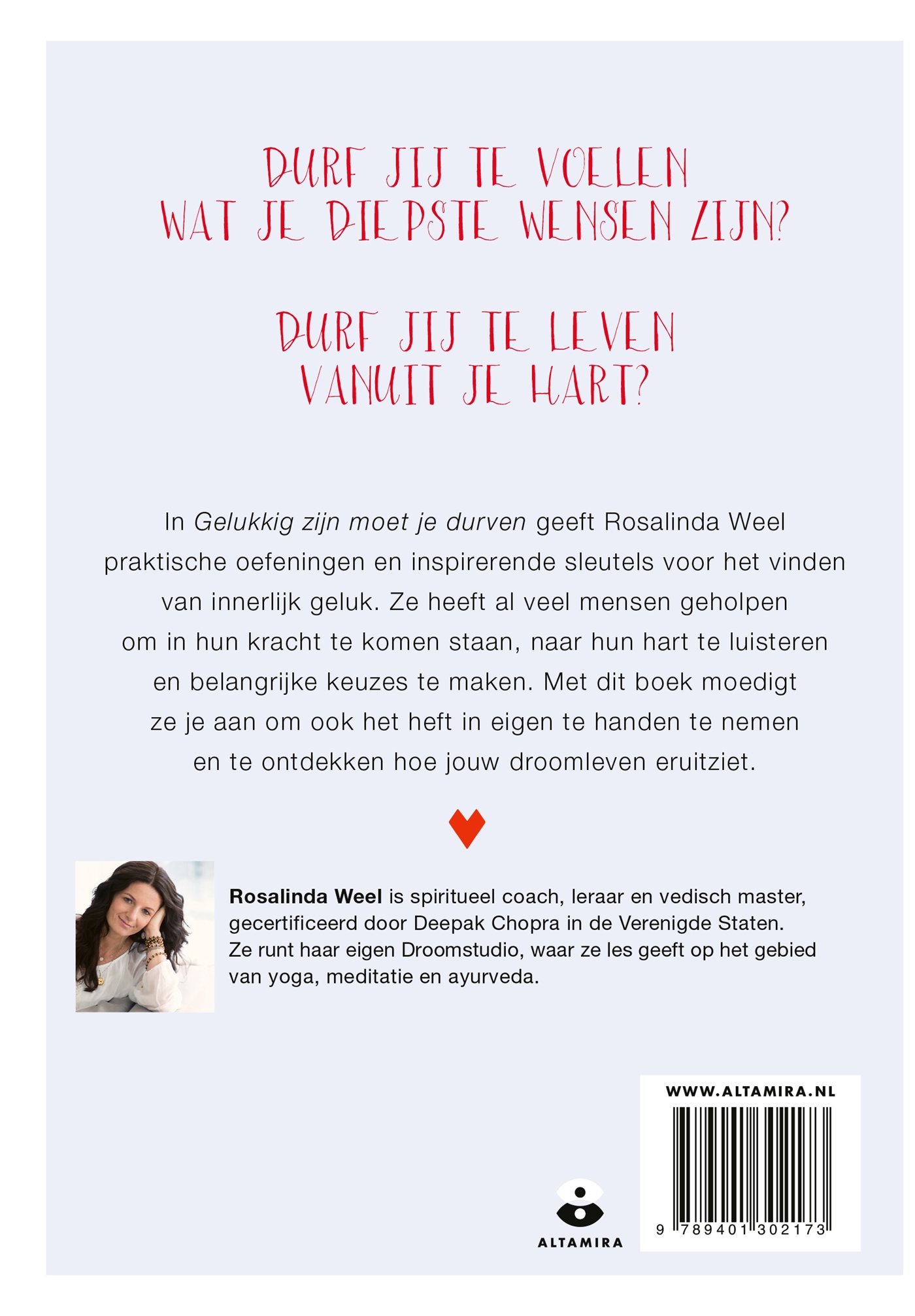Achterkant van Gelukkig zijn moet je durven