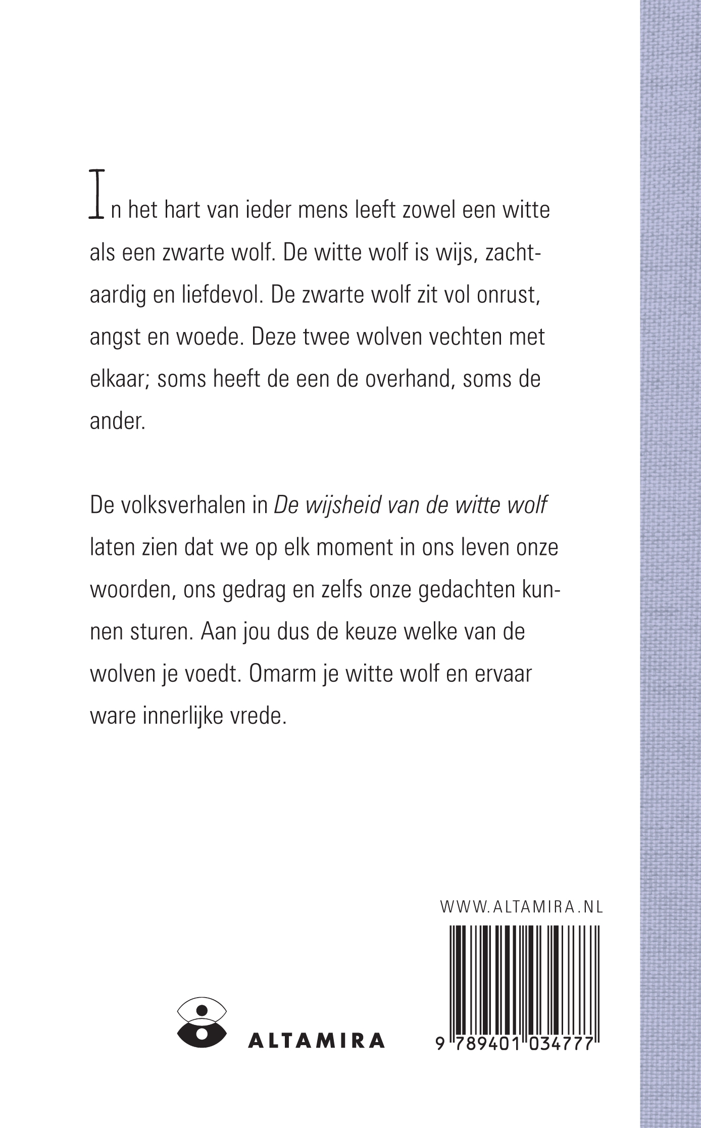 Achterkant van De wijsheid van de witte wolf