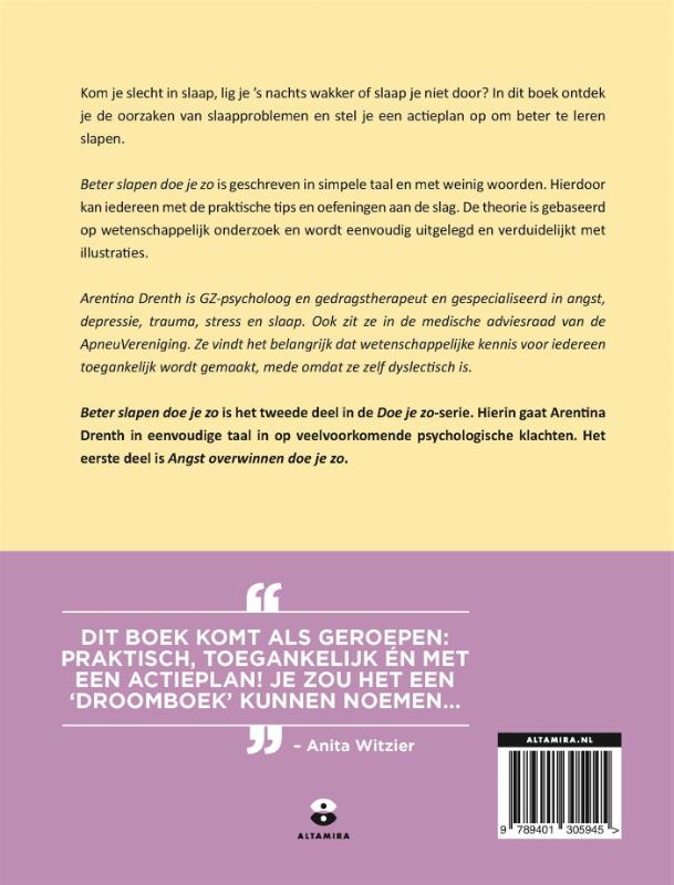 Achterkant van Beter slapen doe je zo