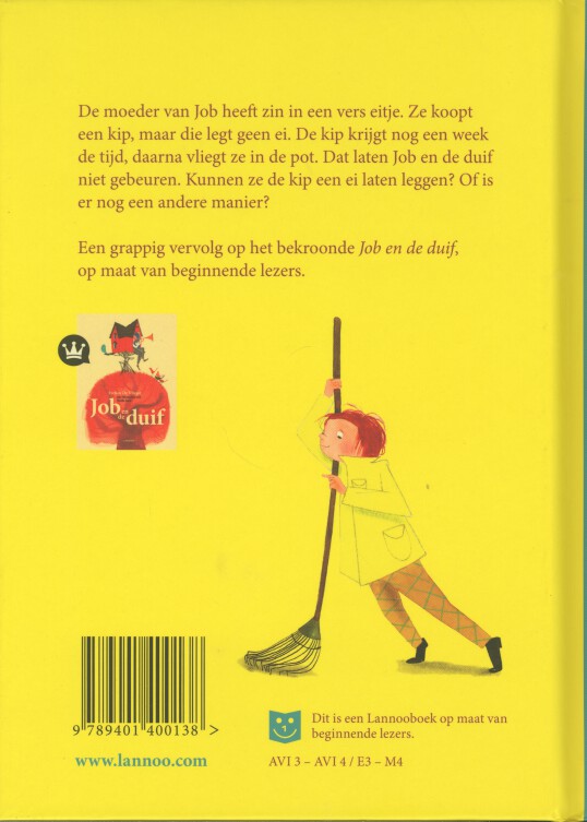 Achterkant van Job en de duif redden kip
