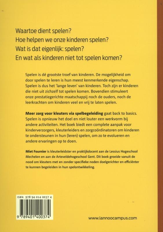 Achterkant van Meer zorg voor kleuters