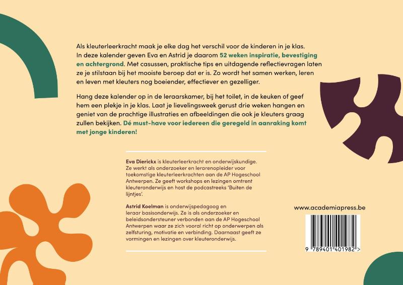 Achterkant van Kleuterleerkracht de kalender