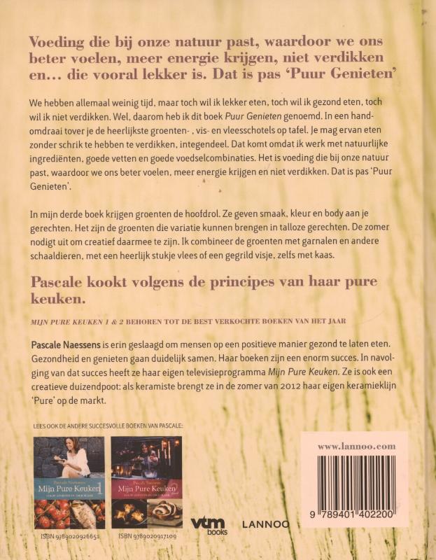 Achterkant van Puur genieten en toch gezond en slank