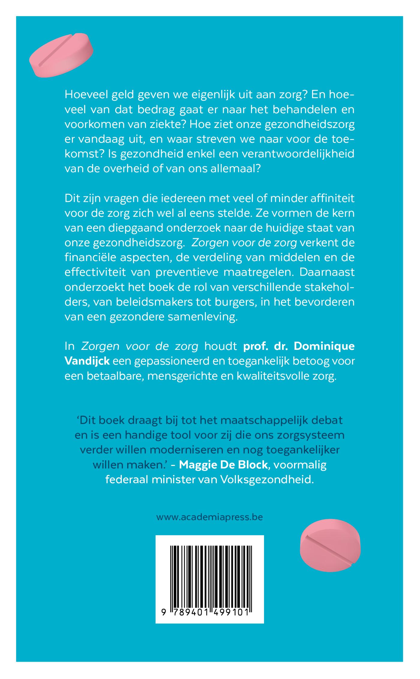 Achterkant van Zorgen voor de zorg