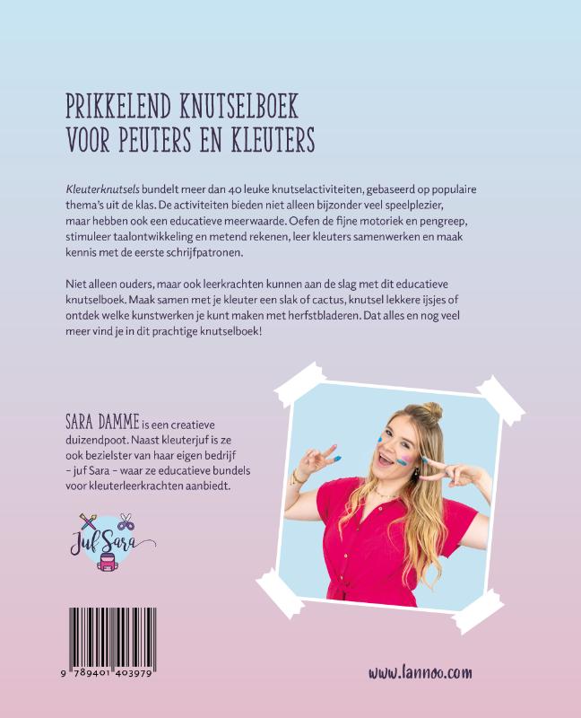 Achterkant van Kleuterknutsels. Speel en leer met juf Sara