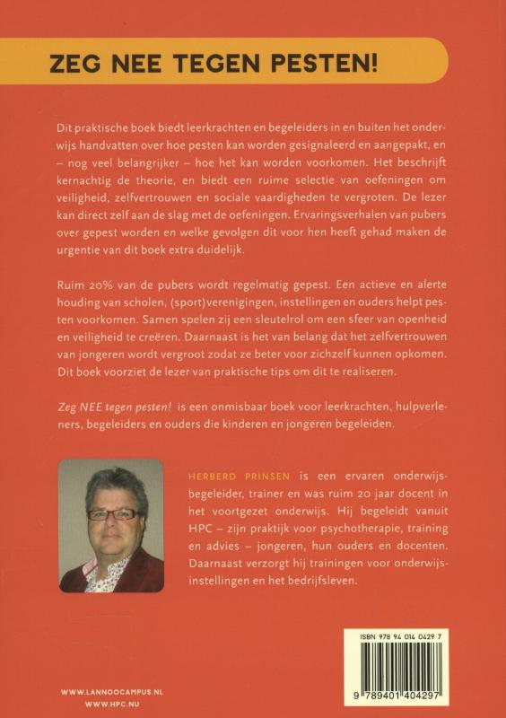 Achterkant van Zeg nee tegen pesten!