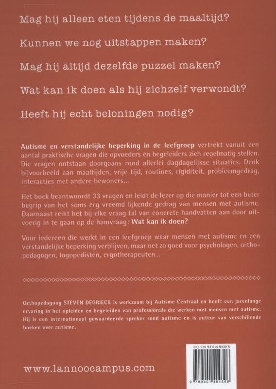 Achterkant van Autisme en verstandelijke beperking in de leefgroep