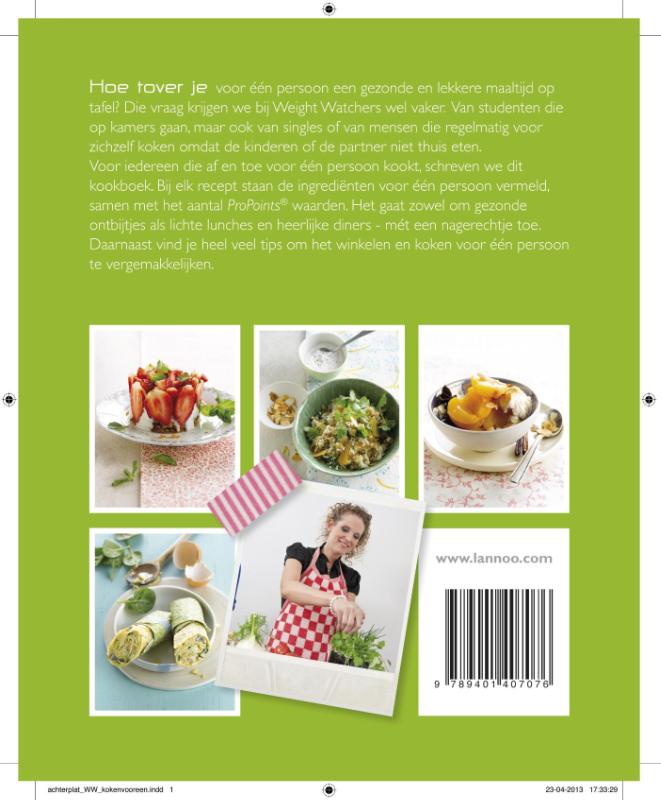 Achterkant van WeightWatchers koken voor een