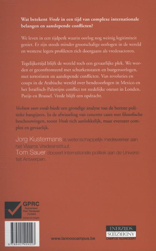 Achterkant van Vechten voor vrede