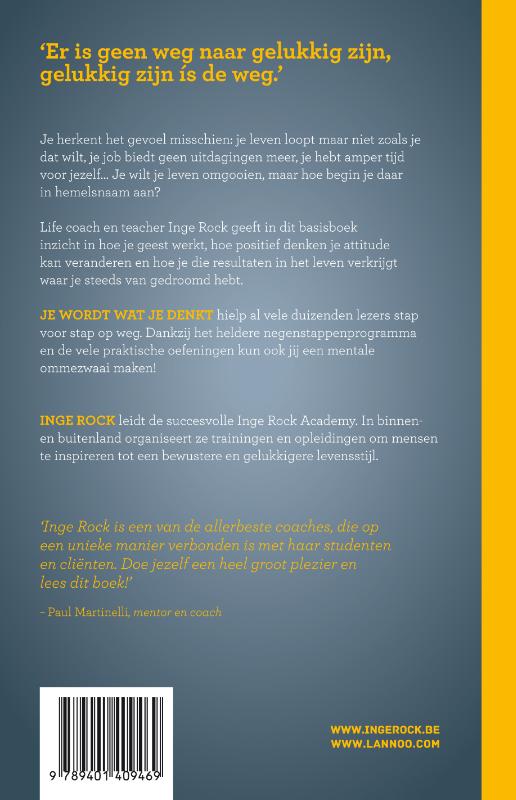 Achterkant van Je wordt wat je denkt