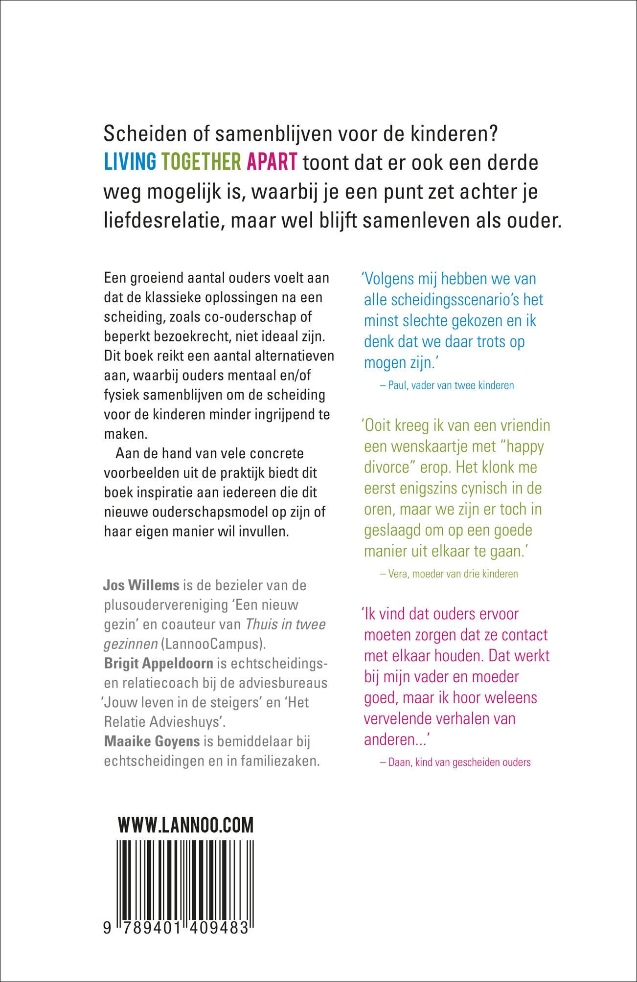 Achterkant van Living together apart