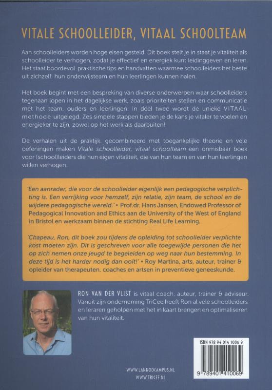 Achterkant van Vitale schoolleider, vitaal schoolteam