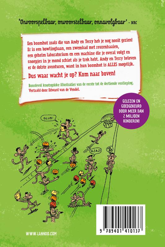 Achterkant van De waanzinnige boomhut van 13 verdiepingen